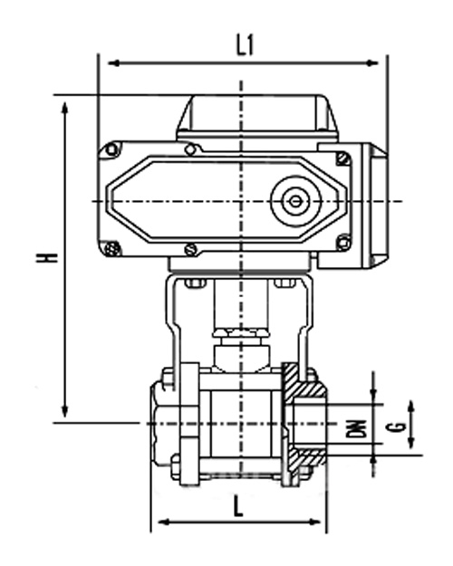 Q911F系列內(nèi)螺紋電動(dòng)球閥畫(huà)線圖